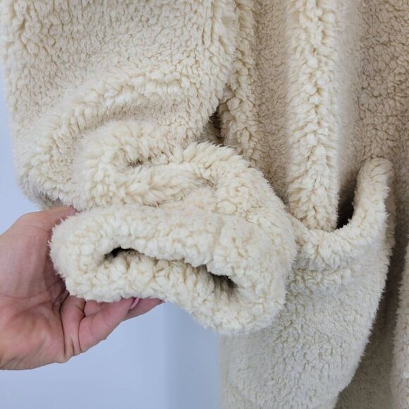 Free People Tessa Teddy Coat M Cream Faux Fur Longline Duster Glam OB1064886 - Picture 7 of 14